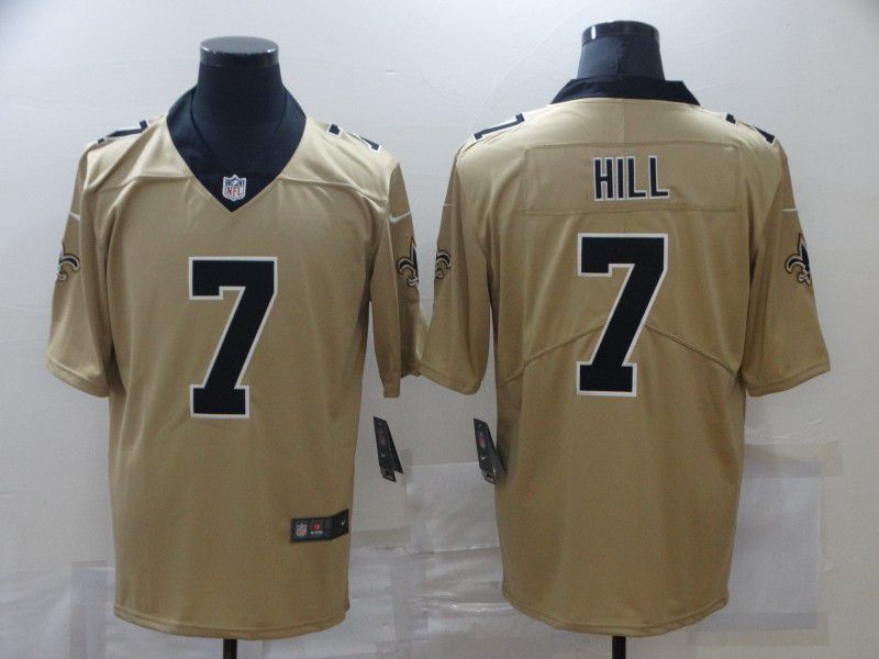 Men New Orleans Saints 7 Hill Yellow Nike Limited Vapor Untouchable NFL Jerseys